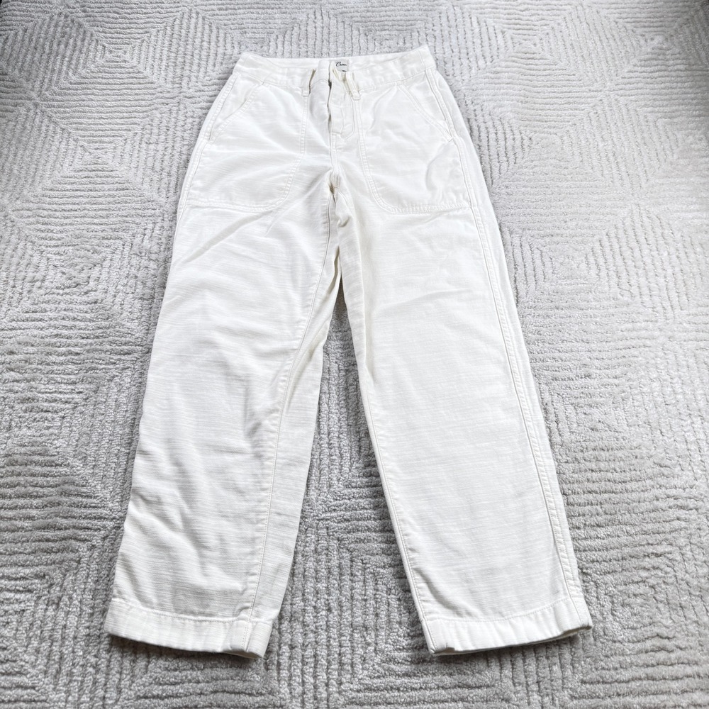 J.Crew Wide Leg Pants Women's 00P Off White AQ635 Cotton High Rise Nautical